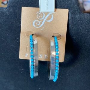 New Earrings - Western Lex Silver Turquoise Hoops by Plunder